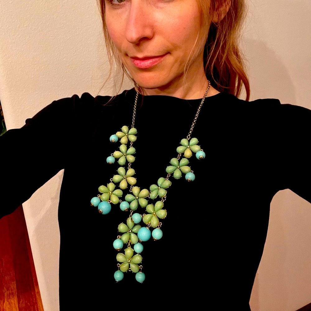 Statement necklace- teal and green